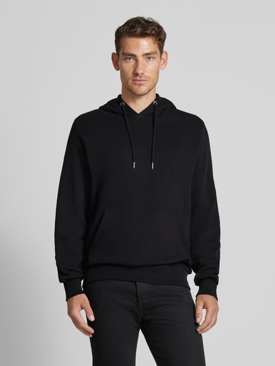 Mazine Hoodie met labelstitching, model 'Burwood' Zwart - 4