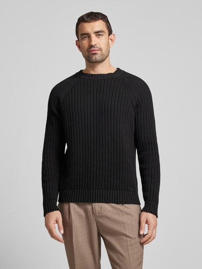 HUGO Strickpullover mit Rundhalsausschnitt Modell 'Sribben' Black 4