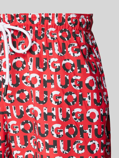 HUGO Badehose mit Allover-Label-Print Modell 'TORTUGA' Rot 2