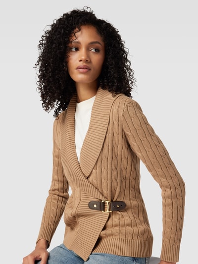 Lauren Ralph Lauren Cardigan mit Zopfmuster Modell 'DONATO' Camel 3