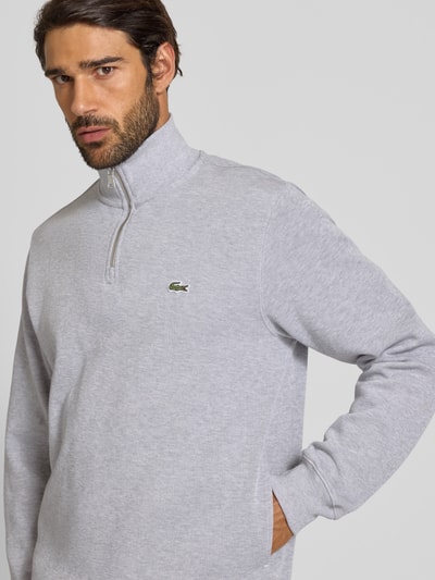 Lacoste Bluza z kołnierzem o kroju regular fit z czystej bawełny Jasnoszary 3