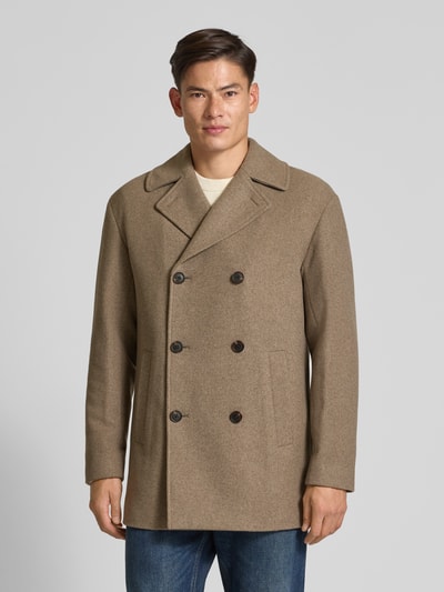 Matinique Lange jas van wolmix, model 'BURNLEY' Beige - 4