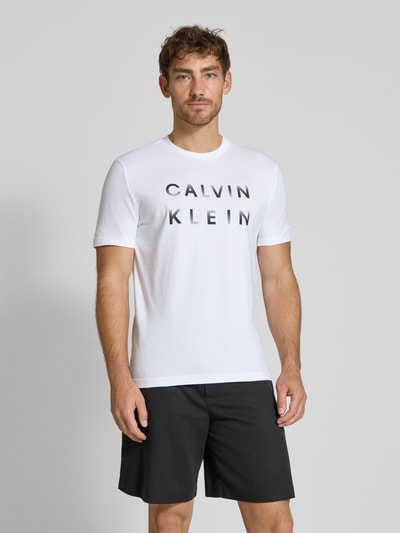 CK Calvin Klein T-Shirt mit Label-Print Weiss 4
