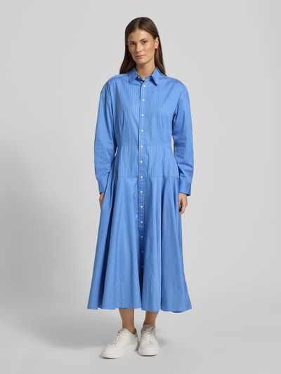 Polo Ralph Lauren Tailliertes Blusenkleid aus reiner Baumwolle Blau 4