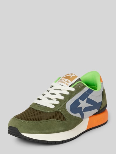 Replay Sneakers in colour-blocking-design, model 'FIBER' Olijfgroen - 1