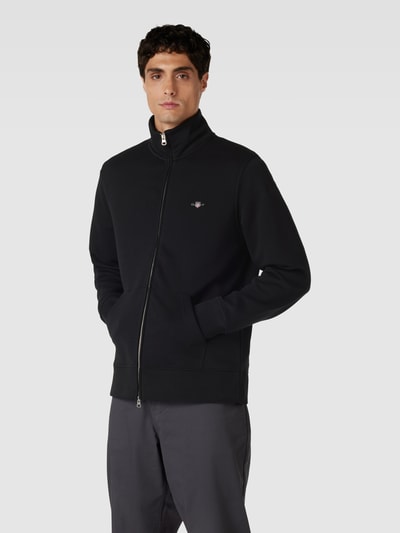 Gant Regular fit sweatjack met labelstitching Zwart - 4