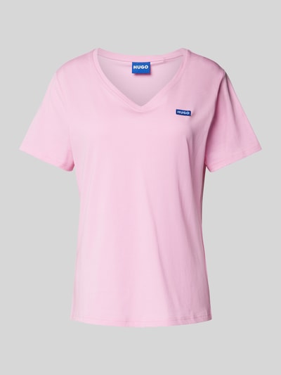 Hugo Blue T-Shirt mit Label-Stitching Modell 'Classic' Pink 2