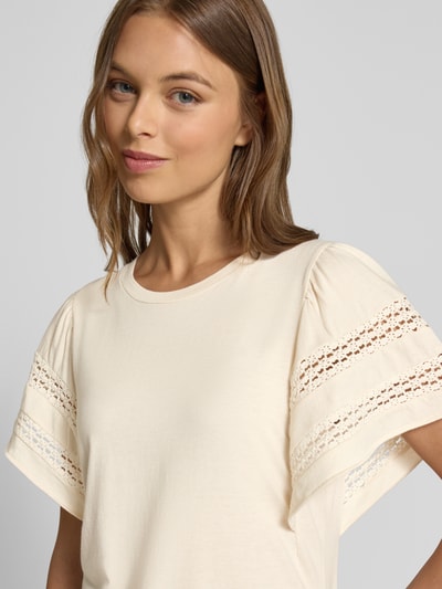 Lauren Ralph Lauren Blusenshirt mit Rundhalsausschnitt Modell 'CHAUSA' Offwhite Melange 3