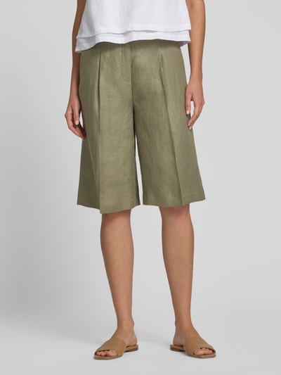 Christian Berg Woman Selection Straight Fit Bermuda mit Bundfalten Oliv 4