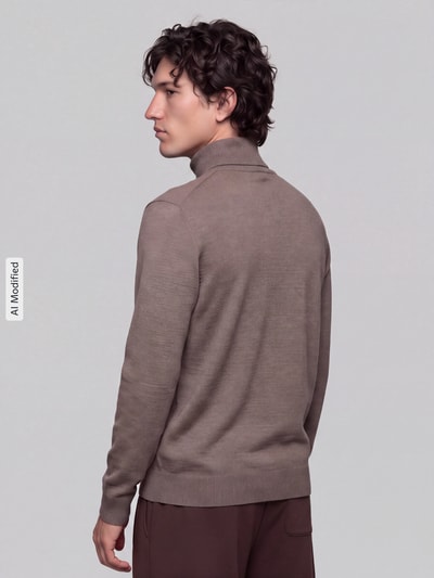Jake*s Studio Men Regular Fit Rollkragenpullover aus reiner Wolle Modell 'MIKO' Mittelbraun 5