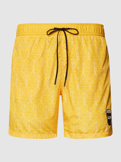 Karl Lagerfeld Beachwear Spodenki kąpielowe z logo  Żółty 1