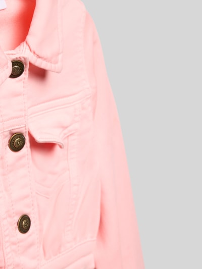 Produktfoto, Jacke mit Umlegekragen und Brusttaschen von DANAMADE, różowy bawełniany materiał, krój regular fit, kieszenie na piersi, guziki, długość tyłu w rozmiarze 116: 29 cm, szerokość ramion w rozmiarze 116: 25 cm, długość rękawa w rozmiarze 116: 43 cm