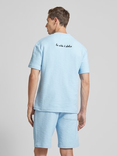 CARLO COLUCCI T-Shirt mit Strukturmuster Hellblau 5