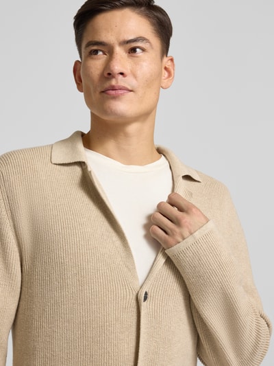RAGMAN Regular Fit Strickjacke aus Baumwoll-Woll-Mix Beige 3