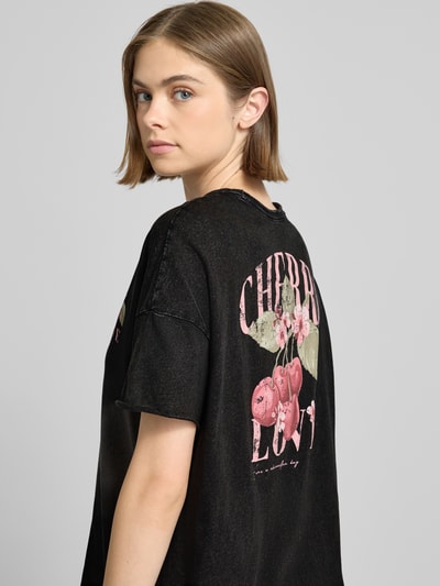 Only T-shirt o kroju oversized z czystej bawełny model ‘RIE LIFE’ Czarny 3