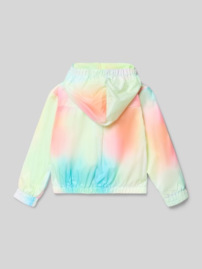 Produktfoto, Jacke im Allover-Look mit Kapuze von BILLIEBLUSH, krój regular fit, wzór na całej powierzchni, kaptur, zamek błyskawiczny, wpuszczane kieszenie, detale z logo, długość tyłu w rozmiarze 116: 41 cm, szerokość ramion w rozmiarze 116: 35 cm, długość rękawów w rozmiarze 116: 40 cm