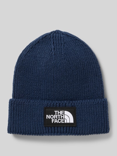 The North Face Beanie in gebreide look met logopatch, model 'Box' Marineblauw - 1