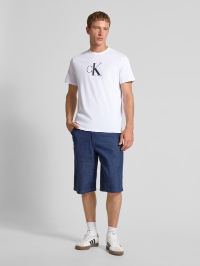 Calvin Klein Jeans Regular Fit T-Shirt aus reiner Baumwolle mit Logo-Print Weiss 1