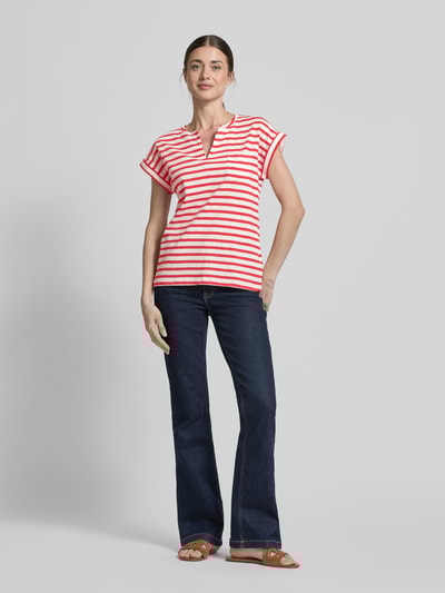 FREE/QUENT T-Shirt mit V-Ausschnitt Modell 'Viva' Rot 1