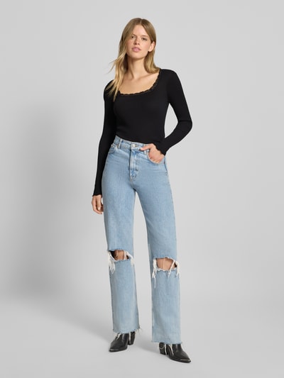 Only Slim fit shirt met lange mouwen van puur katoen, model 'XENA' Zwart - 1