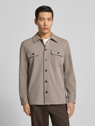 Matinique Regular fit overhemdjack met kentkraag, model 'Damo' Taupe - 4