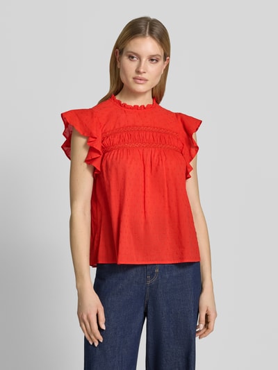 VERO MODA Regular Fit Blusentop aus reiner Baumwolle Modell 'TRINE' Rot 4