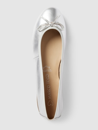 Marco Tozzi Lederballerinas in metallic Silber 3