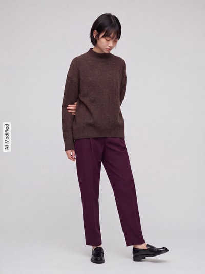 Marc O'Polo DENIM Regular Fit Turtleneck-Pullover aus Schurwoll-Mix Dunkelbraun 1