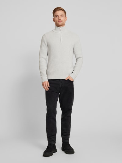 SELECTED HOMME Gebreide pullover met opstaande kraag, model 'THEO' Lichtgrijs gemêleerd - 1