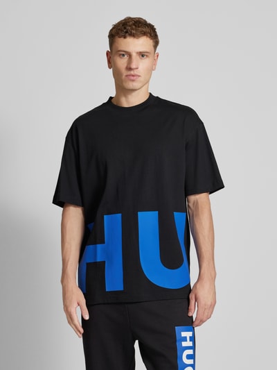 Hugo Blue T-Shirt mit Label-Print Modell 'Nannavaro' Black 4