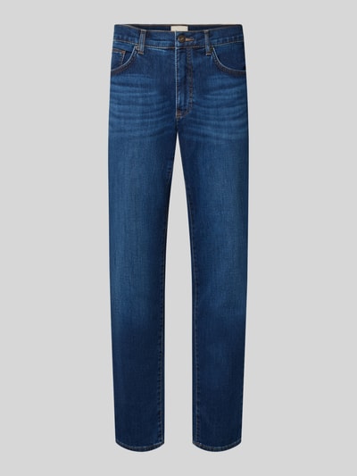 Produktfoto, blaue Straight Fit Jeans aus Baumwoll-Mix Modell 'Cadiz' von Brax, klare Linien, glatte Textur, Herren Straight Fit Jeans von Brax