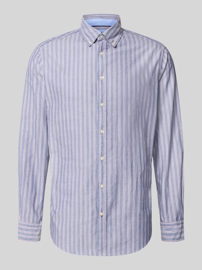 Productfoto, Regular Fit vrijetijdsoverhemd met button-downkraag van Christian Berg Men, puur katoen, all-over look, blauwe en witte strepen