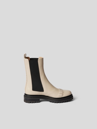 Sergio Rossi Chelsea Boots mit Ziernähten Beige 5