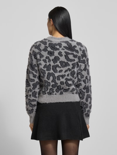 VERO MODA Regular Fit Strickpullover mit Allover-Muster Modell 'JUNGLE' Graphit 5