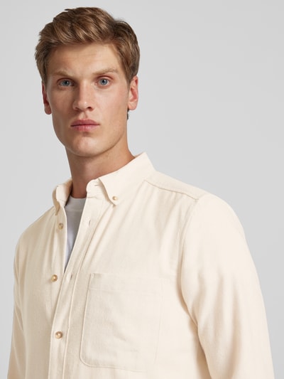 Only & Sons Slim fit vrijetijdsoverhemd met borstzak, model 'GUDMUND' Beige - 3