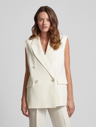 Max Mara Studio Gilet van linnen met reverskraag, model 'ELICHE' Wit - 4