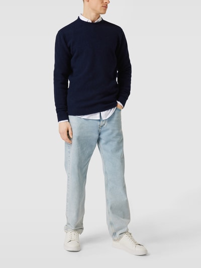 Fynch-Hatton Strickpullover mit gerippten Abschlüssen Marineblau 1