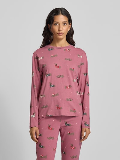 Jake*s Casual Relaxed fit pyjamabovendeel met all-over motiefprint Oudroze gemêleerd - 4