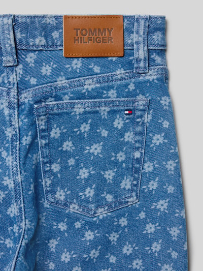 Produktfoto, Wide Leg Jeans aus Baumwoll-Mix von Tommy Hilfiger Teens, kwiatowy wzór na całej powierzchni, 5 kieszeni, denim, mieszanka bawełny