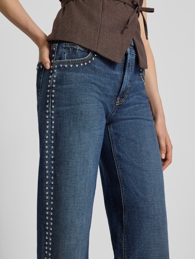 CAMBIO Wide leg jeans met studs, model 'AIMEE' Donkerblauw - 3