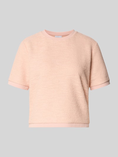Produktfoto, T-Shirt in Frotte-Optik mit Rundhalsausschnitt von Jake*s Collection, hellrosa, strukturierte Oberfläche, Boxy Fit, Baumwoll-Mix