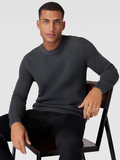 Esprit Collection Sweter z dzianiny z prążkowanymi wykończeniami Antracytowy 3