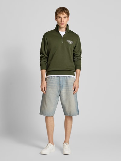 Jack & Jones Sweatshirt met opstaande kraag, model 'AKOTO' Donkergroen - 1