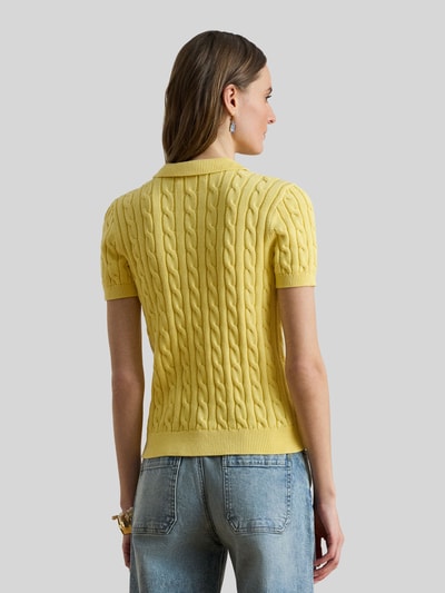 Lauren Ralph Lauren Regular Fit Strick Poloshirt mit Label Stitching Hellgelb 5