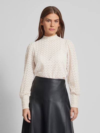 Vero Moda Regular fit kanten blouse met ballonmouwen, model 'BECCA' Lichtgrijs - 4