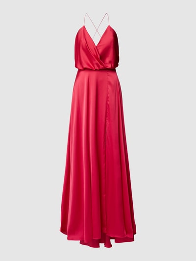 Unique Abendkleid mit V-Ausschnitt Pink 2