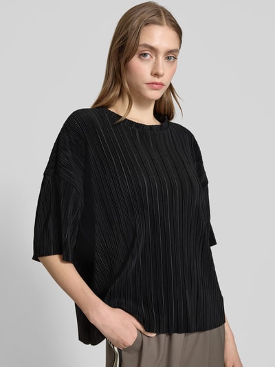 Only Boxy fit T-shirt met plissés, model 'RAVENNA' Zwart - 3