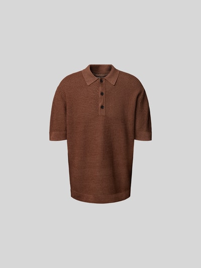 WOOD WOOD Relaxed Fit Poloshirt in Strick-Optik Dunkelblau 1