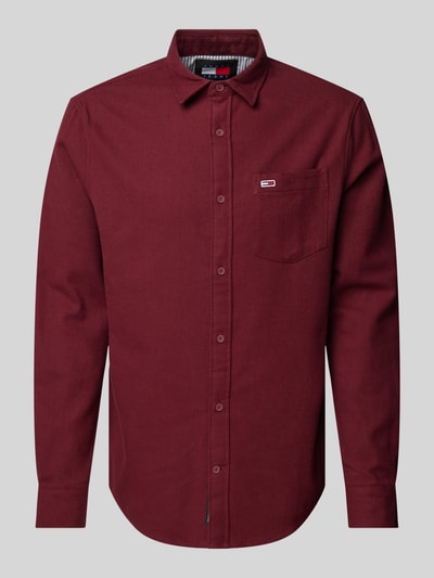 Tommy Jeans Regular fit flanellen overhemd met borstzak Bordeaux - 2