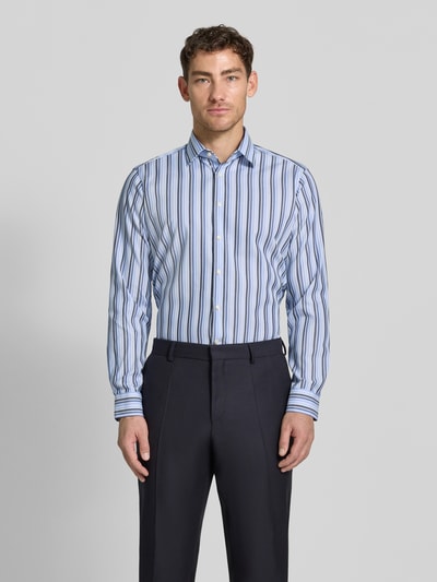 Christian Berg Men Regular Fit Business Hemd aus Baumwolle mit Kentkragen Bleu 4